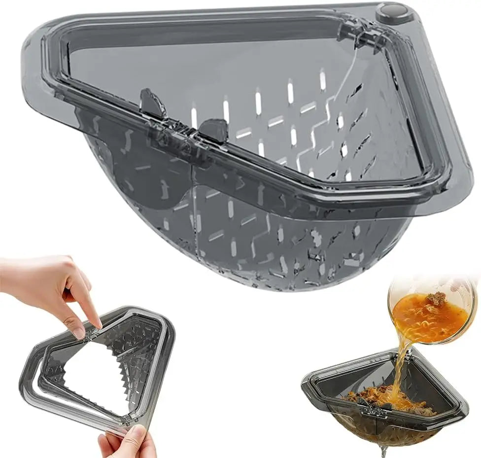 Kitchen Triangular Sink Drain Basket Food Waste Strainer Filter Hanging Corner Vegetable Fruit Colander Sponge Holder Organizer