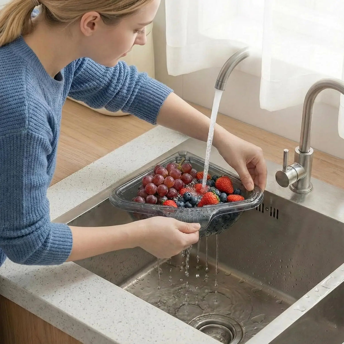 Kitchen Triangular Sink Drain Basket Food Waste Strainer Filter Hanging Corner Vegetable Fruit Colander Sponge Holder Organizer
